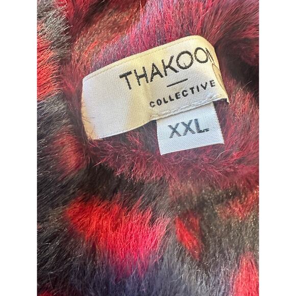 Thakoon Blue Red Fuzzy Sweater XXL Leopard Oversized Soft Cozy Mockneck $275 - Picture 9 of 9